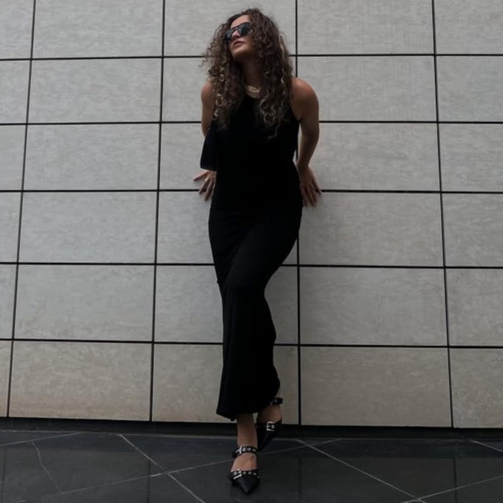 Popilush Black Midi Dress